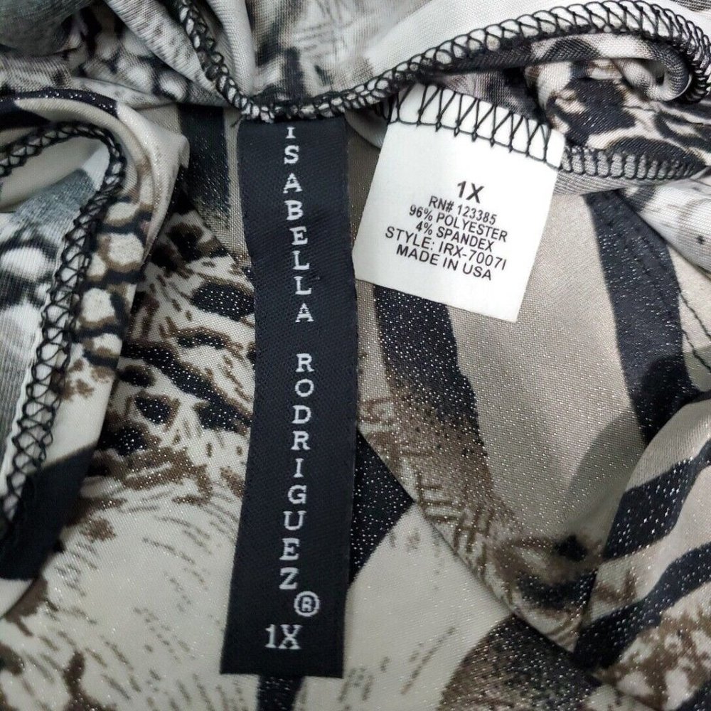 Isabella Rodriguez Top Plus Size 1X Open Front‎ Animal Print Shimmer Stretch - Picture 6 of 7